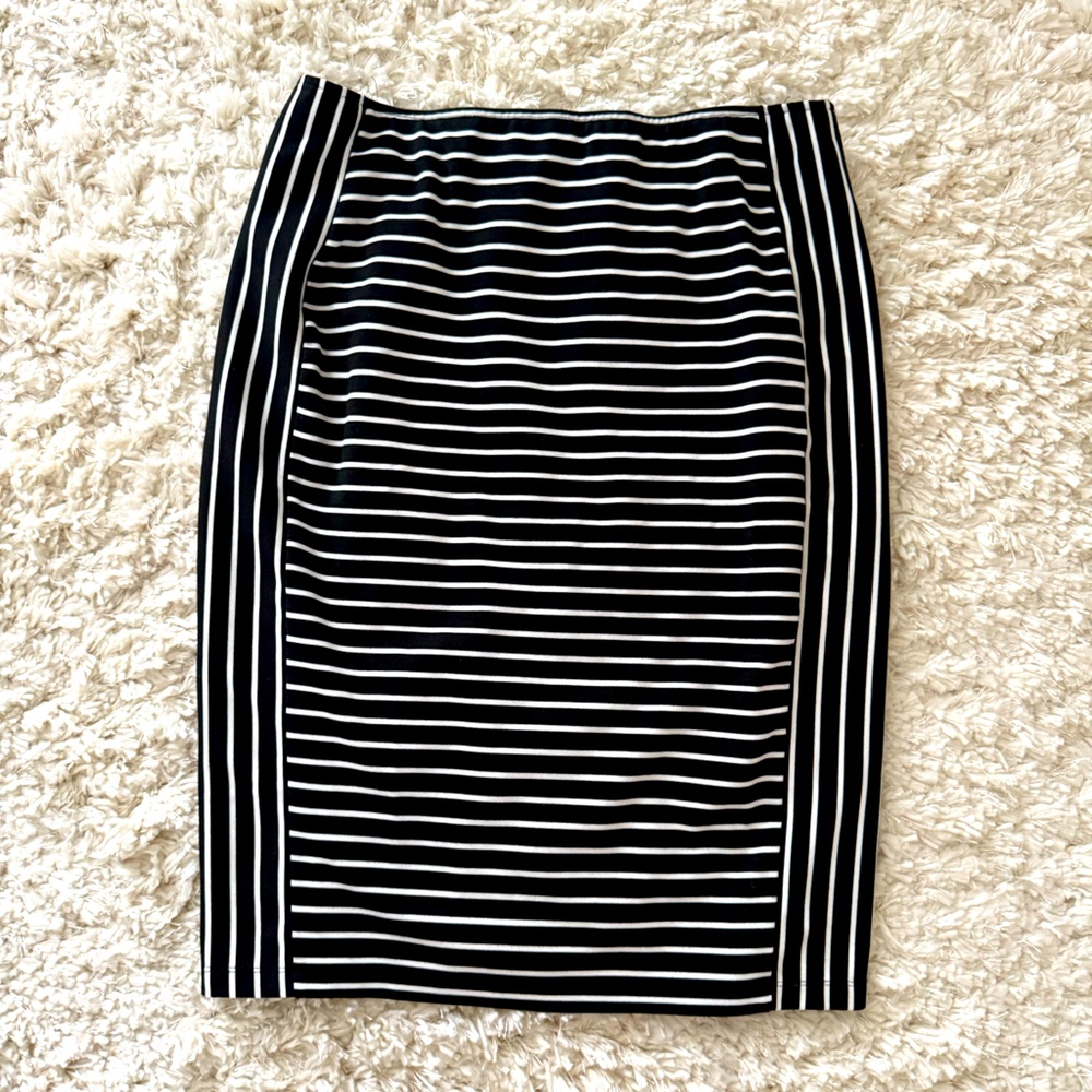 Black and White Striped Women's Skirt